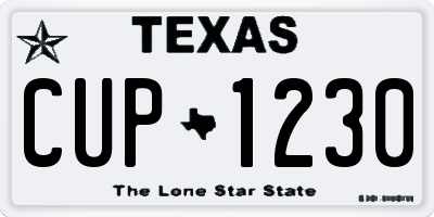 TX license plate CUP1230