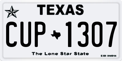 TX license plate CUP1307