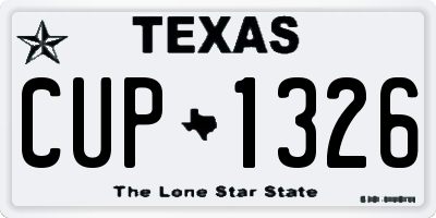 TX license plate CUP1326