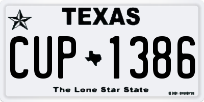 TX license plate CUP1386