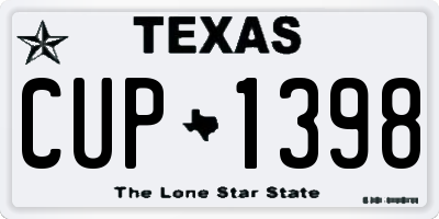 TX license plate CUP1398
