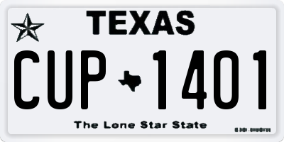 TX license plate CUP1401
