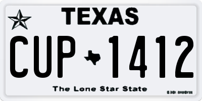 TX license plate CUP1412
