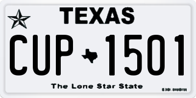 TX license plate CUP1501