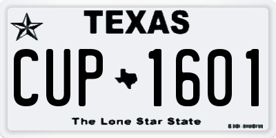 TX license plate CUP1601