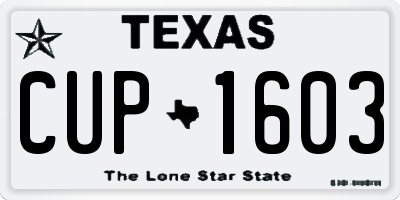 TX license plate CUP1603