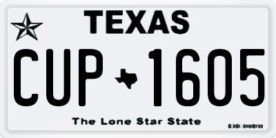 TX license plate CUP1605