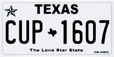 TX license plate CUP1607
