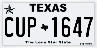TX license plate CUP1647