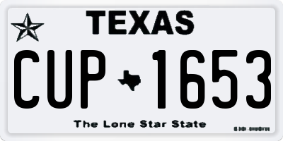 TX license plate CUP1653