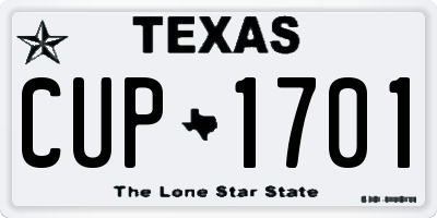 TX license plate CUP1701