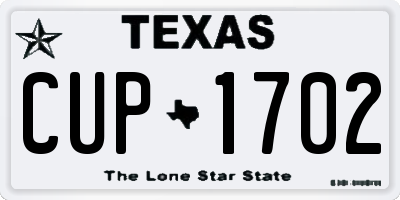 TX license plate CUP1702