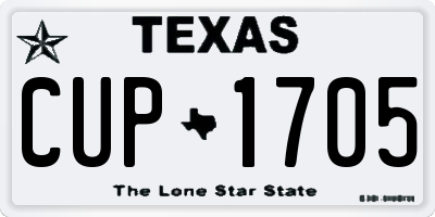 TX license plate CUP1705