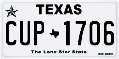 TX license plate CUP1706