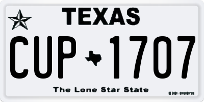 TX license plate CUP1707