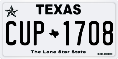 TX license plate CUP1708