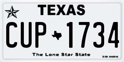 TX license plate CUP1734