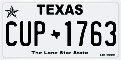 TX license plate CUP1763