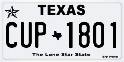 TX license plate CUP1801