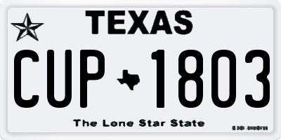 TX license plate CUP1803