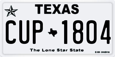 TX license plate CUP1804