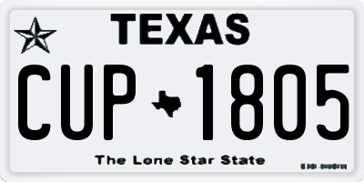 TX license plate CUP1805