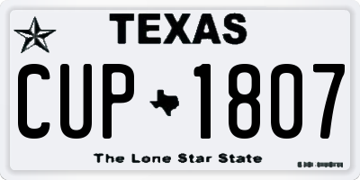 TX license plate CUP1807