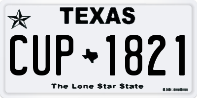 TX license plate CUP1821