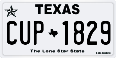 TX license plate CUP1829