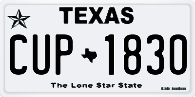 TX license plate CUP1830