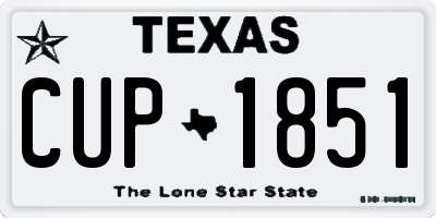 TX license plate CUP1851
