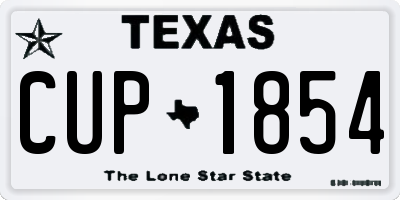 TX license plate CUP1854