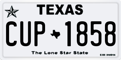 TX license plate CUP1858
