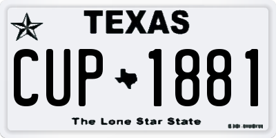 TX license plate CUP1881