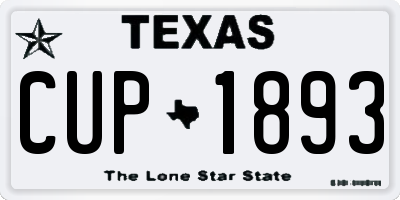 TX license plate CUP1893