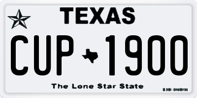 TX license plate CUP1900