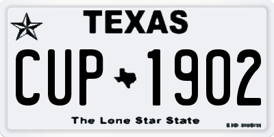 TX license plate CUP1902
