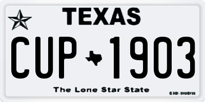 TX license plate CUP1903