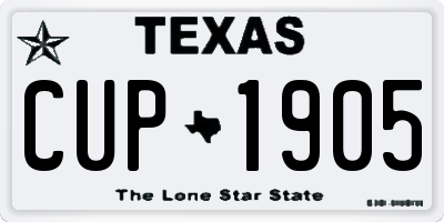 TX license plate CUP1905