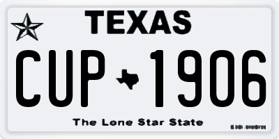 TX license plate CUP1906