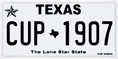 TX license plate CUP1907