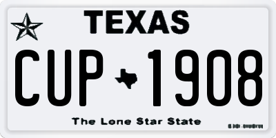 TX license plate CUP1908
