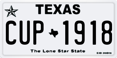 TX license plate CUP1918
