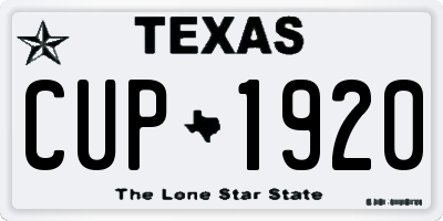 TX license plate CUP1920
