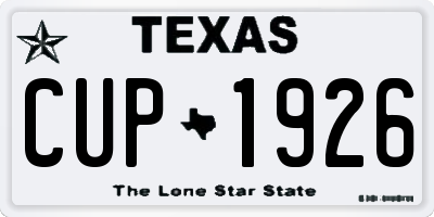 TX license plate CUP1926