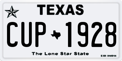 TX license plate CUP1928