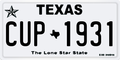TX license plate CUP1931