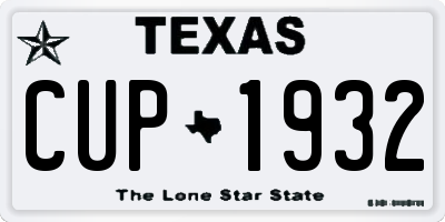TX license plate CUP1932