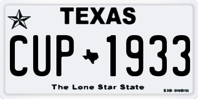 TX license plate CUP1933