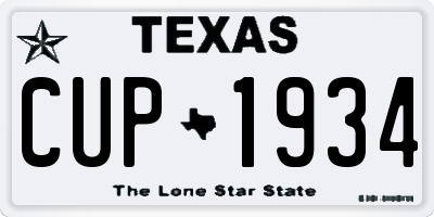 TX license plate CUP1934